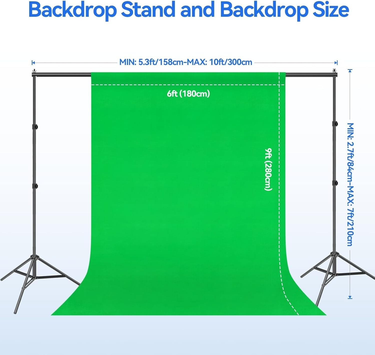 Portable 7x10ft Green Screen Backdrop with Clamp & Carry Bag for Easy Transport