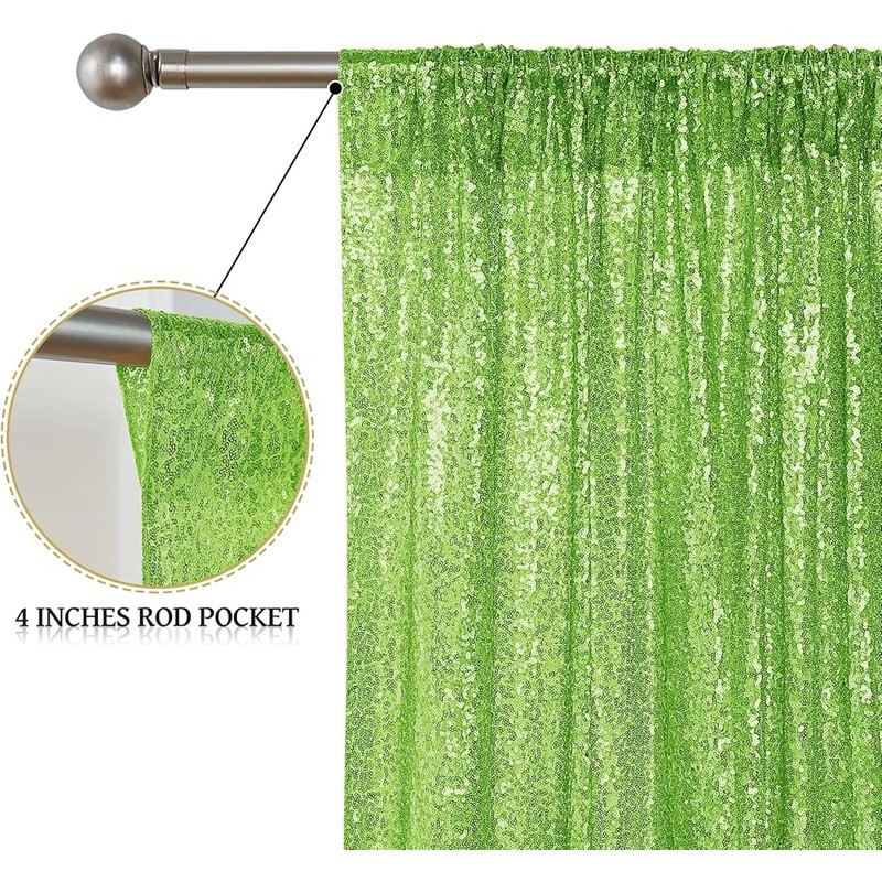Backdrop Curtain Shiny Green Photo Booth Party Decoration Livingroom Home New