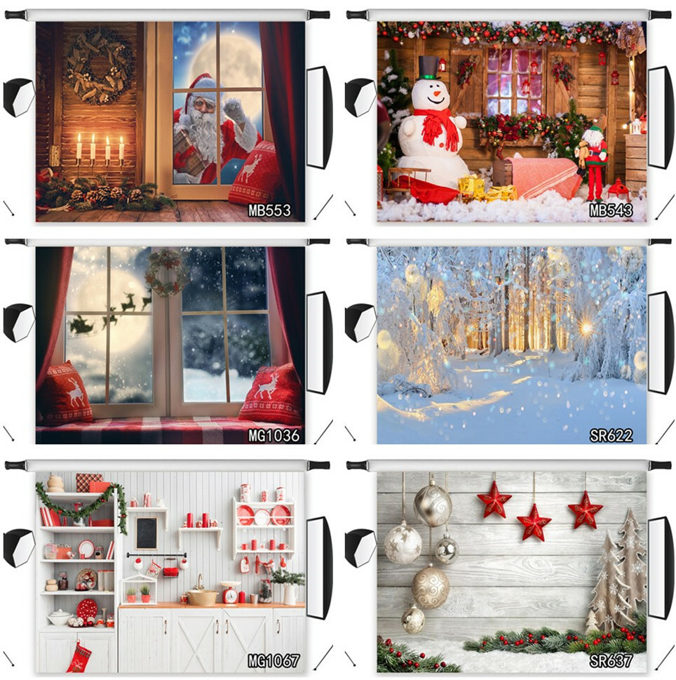 7X5FT Rustic Wood Wall Snow Kitchen Xmas Photo Background Vinyl Backdrop