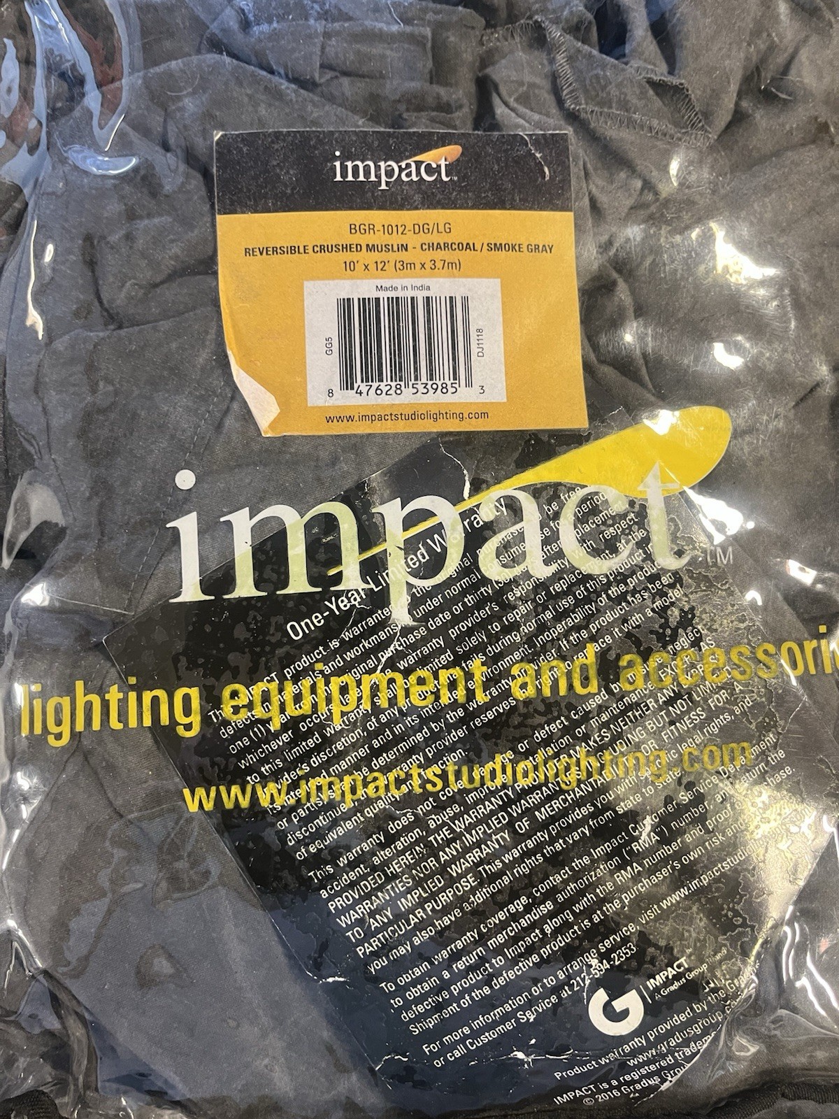 Impact Crushed Muslin Background (10 x 12′) Charcoal/ Smoke Gray