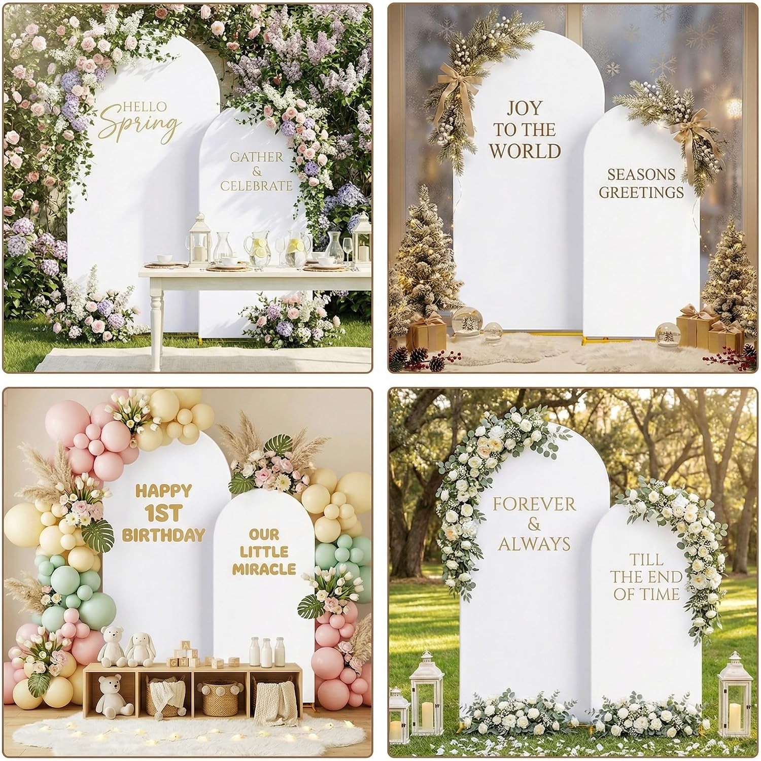 Metal Arch Backdrop Stand and Cover Set of 2 Sturdy 7.2FT 6FT Party Backdrop