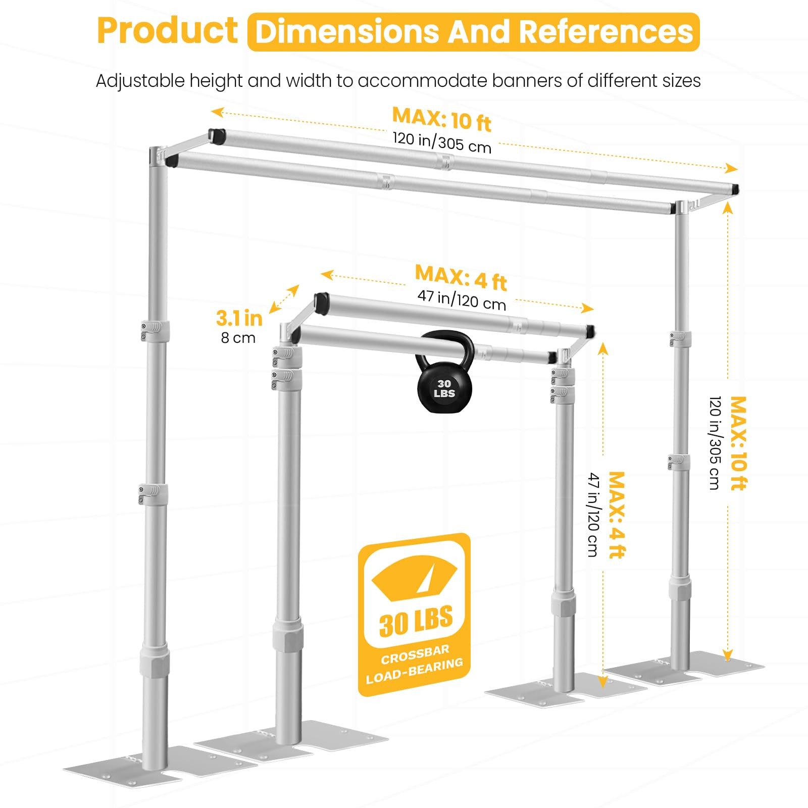 10 x 10Ft Double Crossbar Backdrop Stand