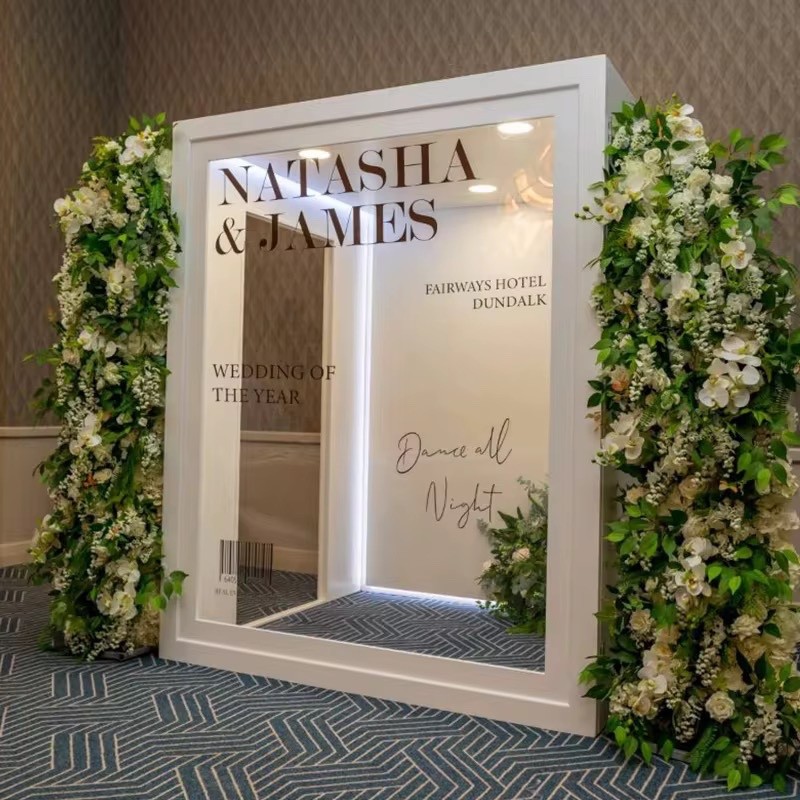 Magazine Photo Booth Box Wedding Photography Background with LED Light for Party