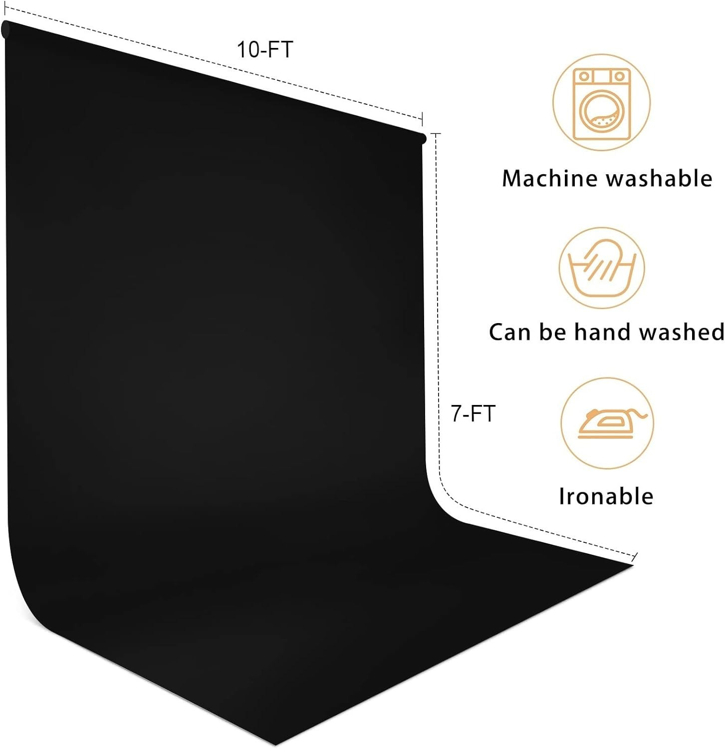 Aimosen 10 X 7 FT Black Backdrop Background for Photography, High Density Polyes