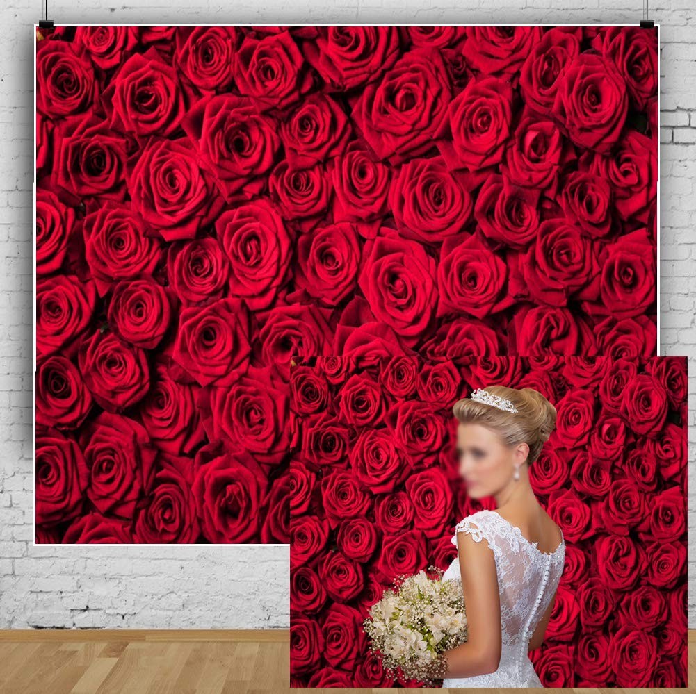 10x8ft Red Rose Backdrop – Floral Wall Background for Weddings, Parties, & Photo