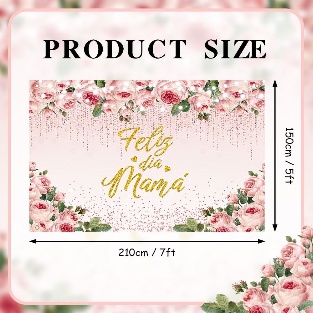 7x5ft Feliz Dia Mama Backdrop Mexican Happy Mother’s Day Photography Background.