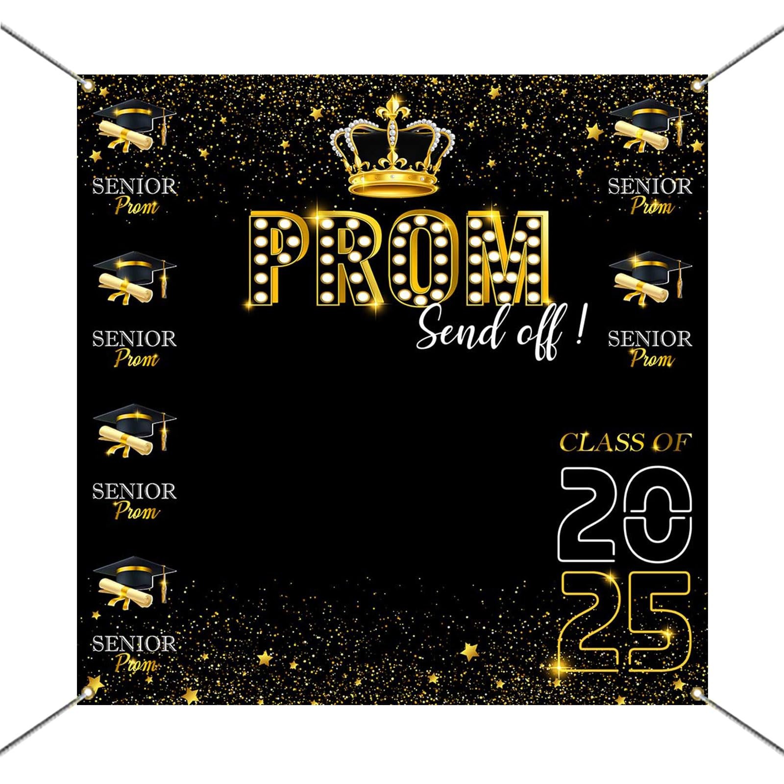 70.8×70.8 Prom 2025 Backdrop, Gold, Congratulations, Graduation Party Bkgd