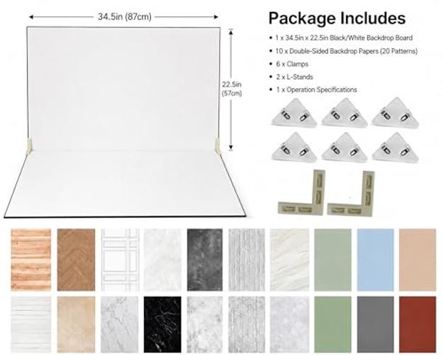 Product Photography Backdrops 22.5×34.5in, Multipattern Extra Large Size SetA