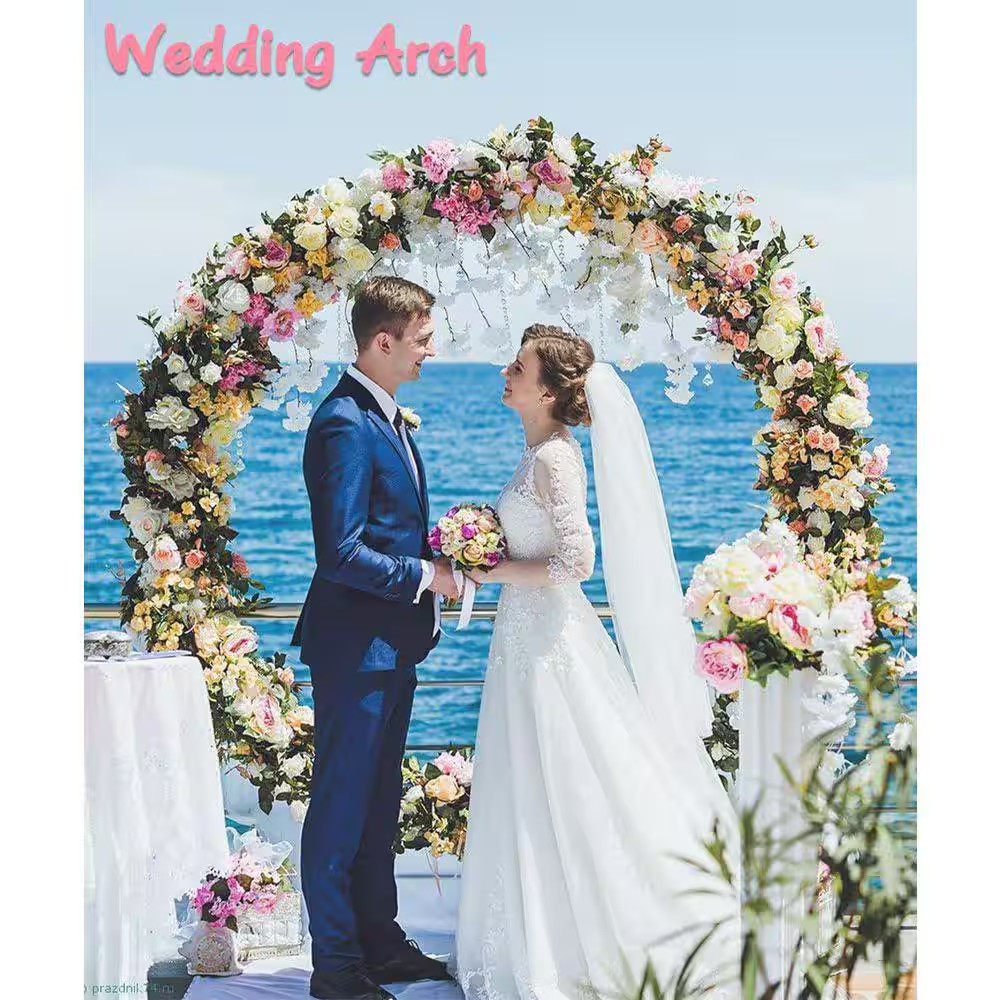 Metal Arch Backdrop Stand 102 W X 88.8 H Double-Tube Structure for Weddings and