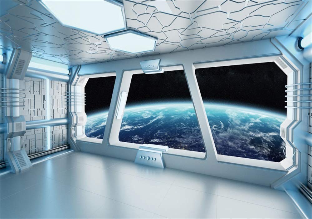 AOFOTO 10x7ft Spaceship Interior Backdrop Space Station Spacecraft Cabin Wind…