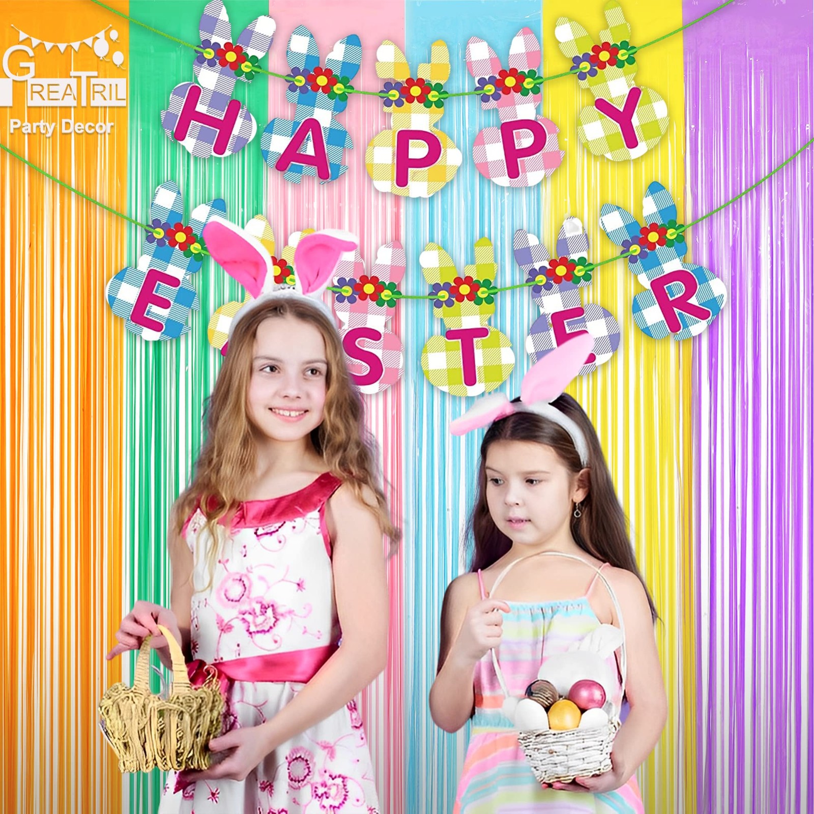 Pastel Tinsel Curtain Party Backdrop – GREATRIL Color One Size,