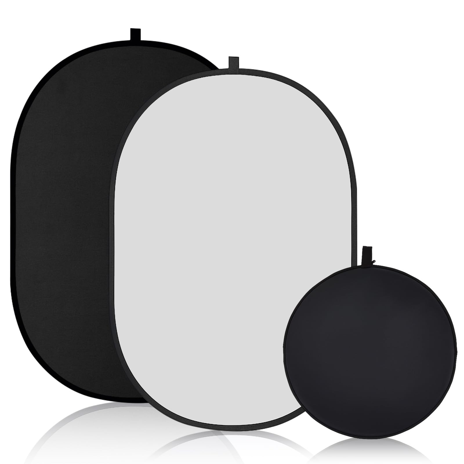 5×3.3 ft(1.5mX1m) Collapsible Backdrop, Portable 2 in 1 Black and White Backg…