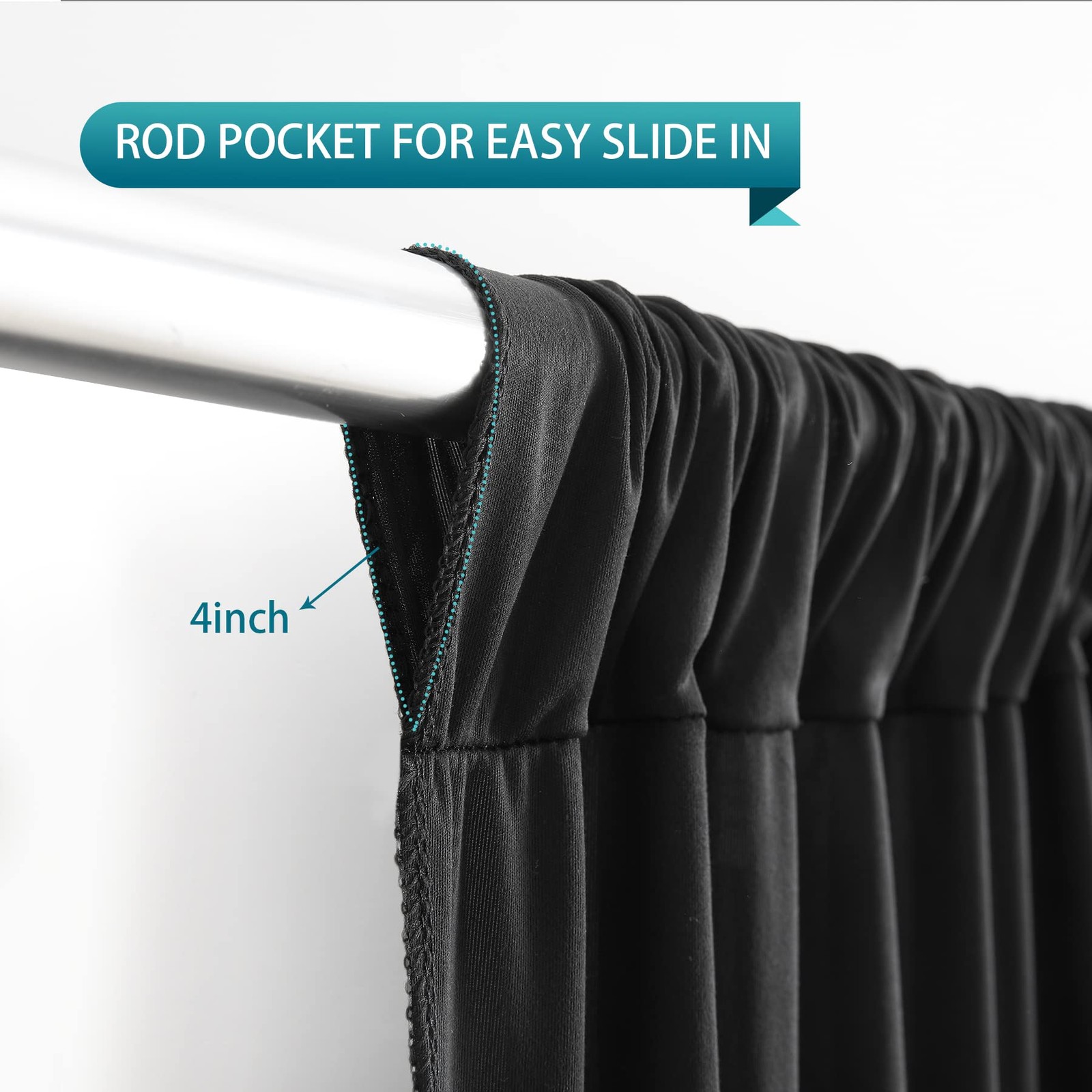 Black Backdrop Curtain 2 Panels Wrinkle Free Polyester Drapes 8×10 ft Wedding