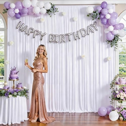 10x10ft White Backdrop Curtain for Parties Wedding, Curtain Backdrop for