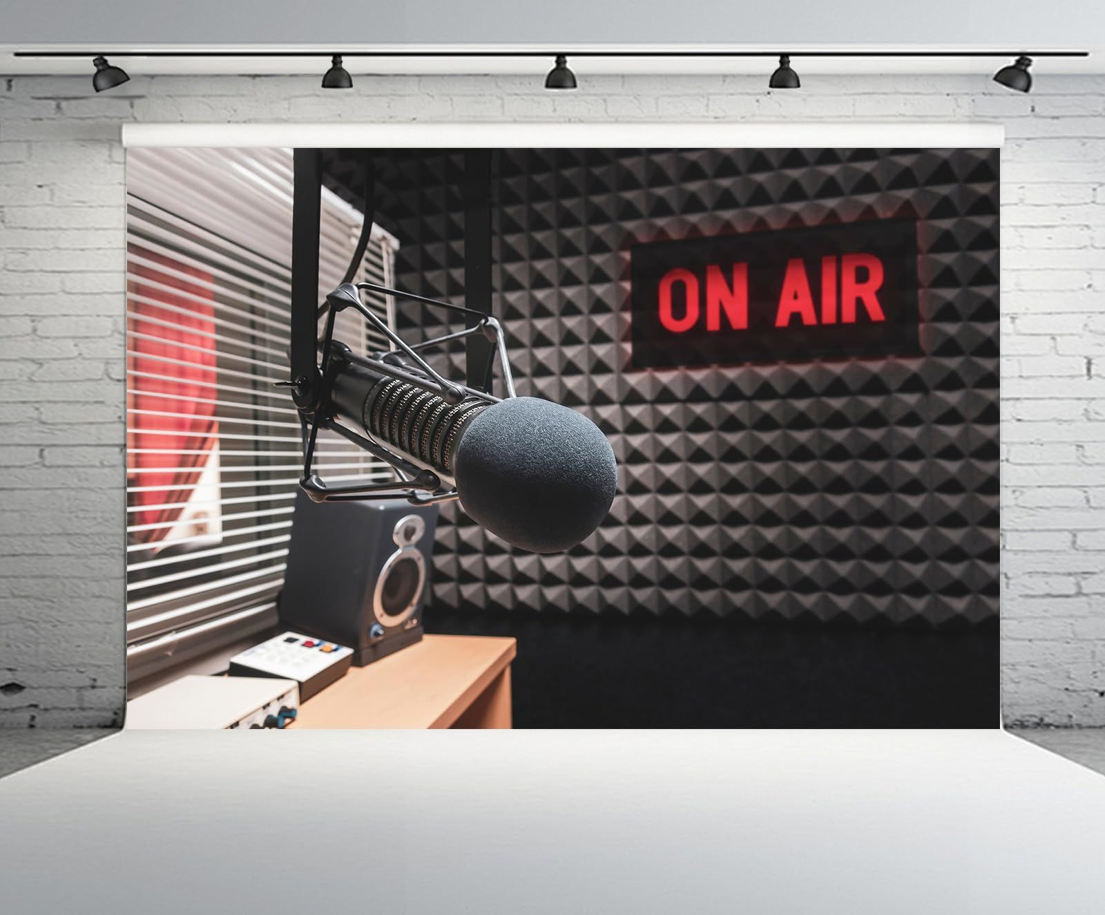 CHNYWORK 7ftx5ft Professional Microphone Backdrop Radio 7x5FT, B1-4722