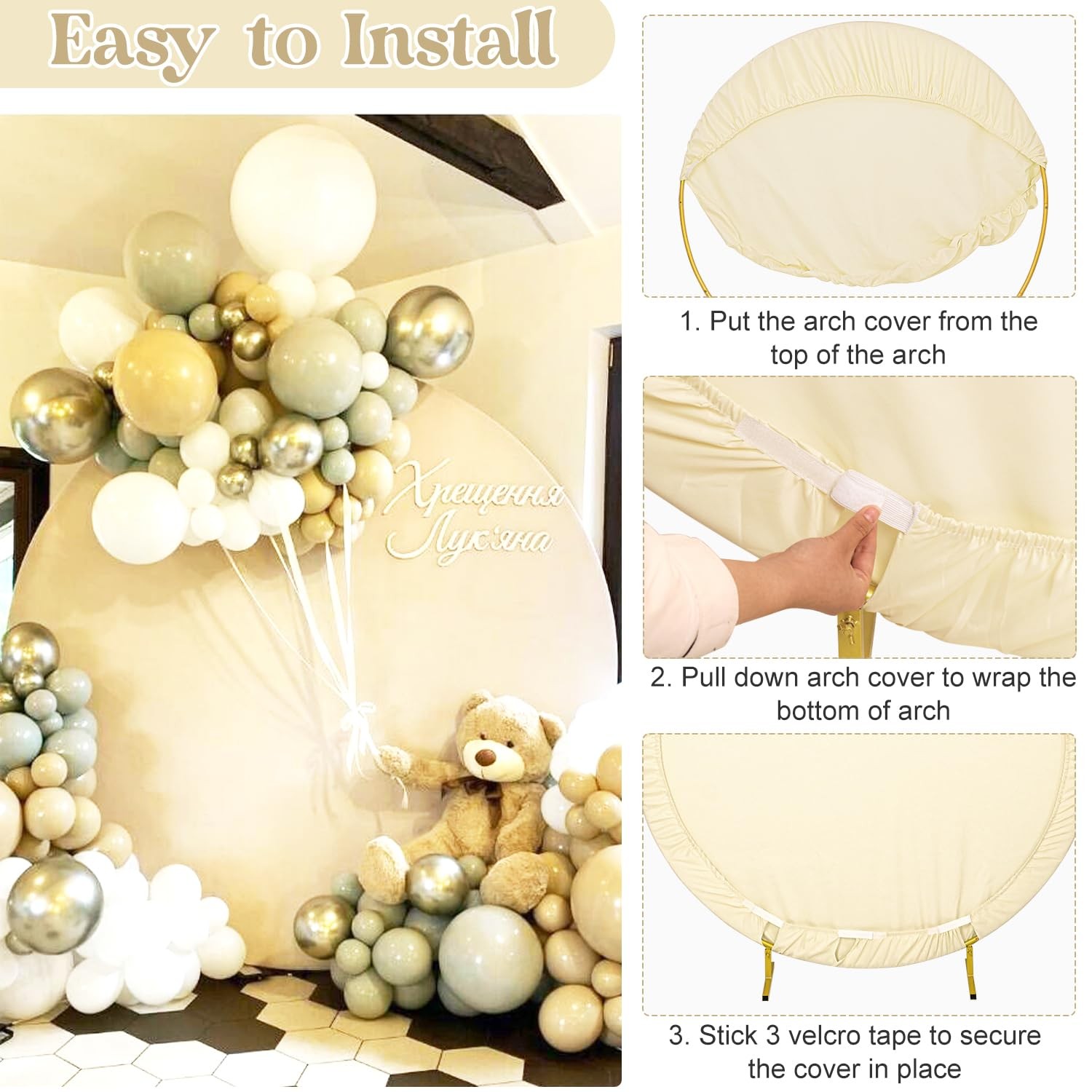 6.6FT Round Wedding Arch Cover for 6.6FT Circle Arch Stand, Thick Polyester F…