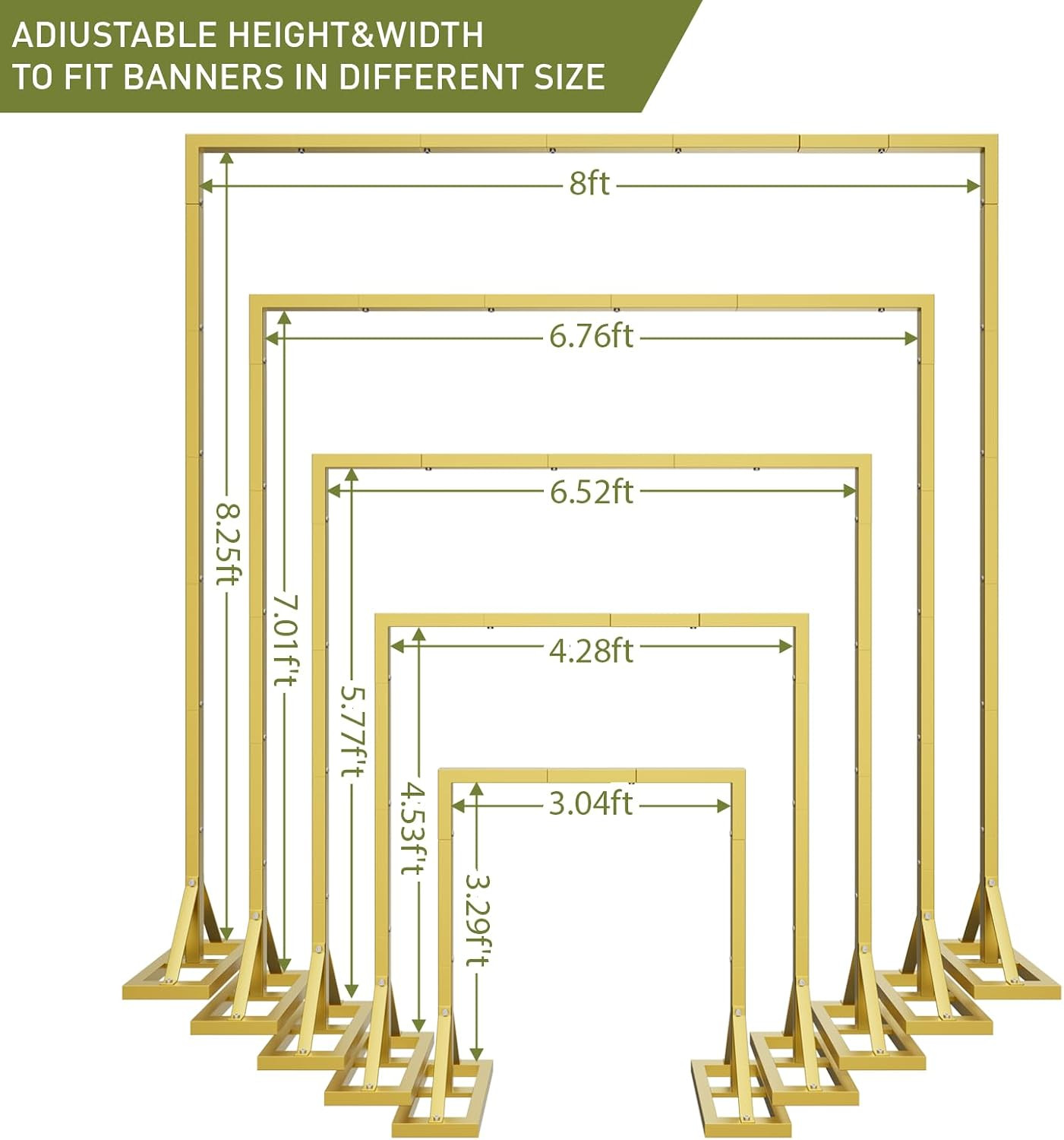8.2FT Adjustable Backdrop Stand Kit – Square Wedding Arch & Balloon Arch for Pho