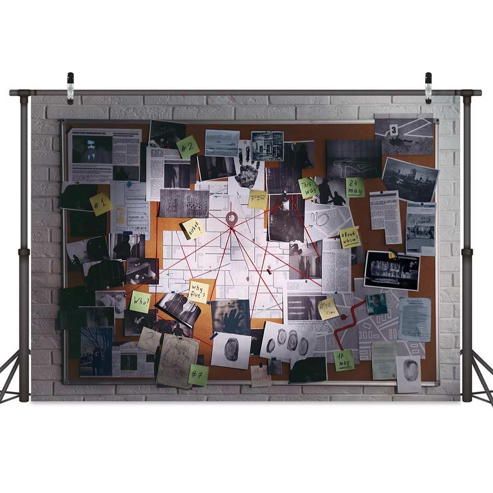 10X8ft Crime Scene Decorations Photo Backdrop Murder Mystery 10X8FT, Black
