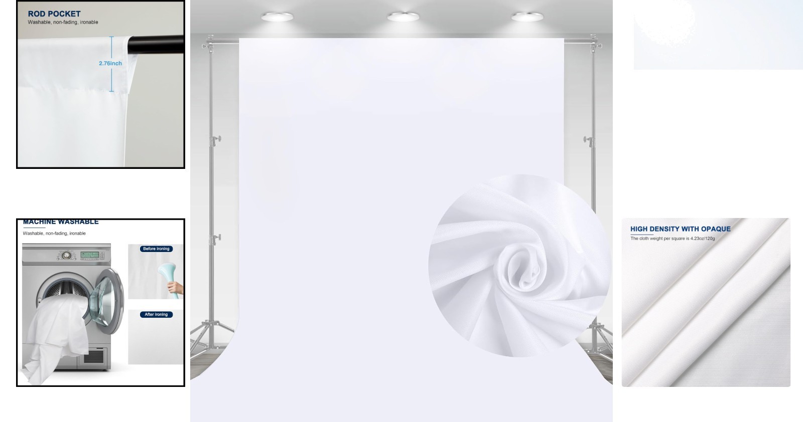 High Density 10×7 FT White Backdrop for Professional Photography & Events