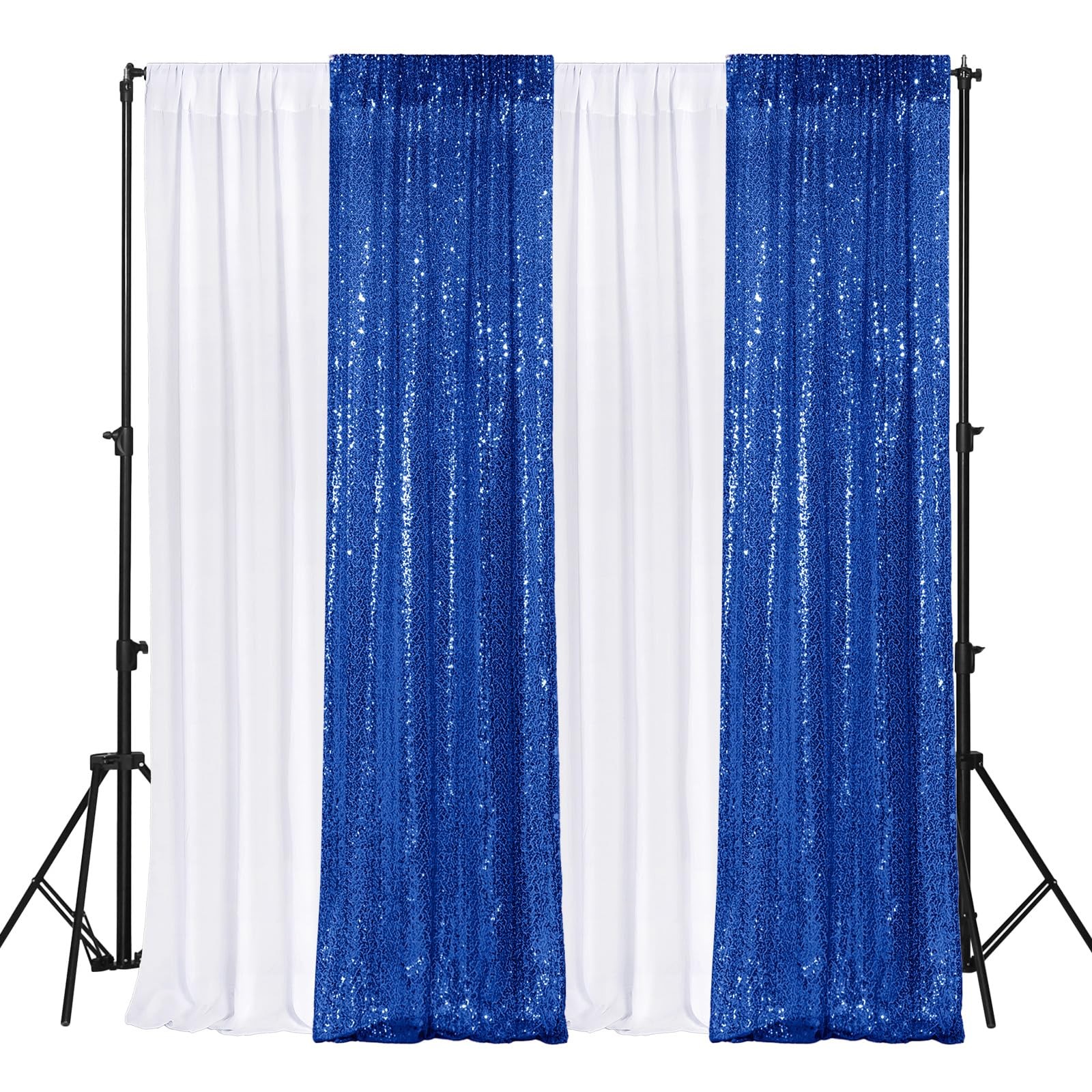 4 Panels Backdrop Curtains 2 Pcs 4 x 10 ft Sequin Glitter 2 Pcs 7 x 10 ft Chi…