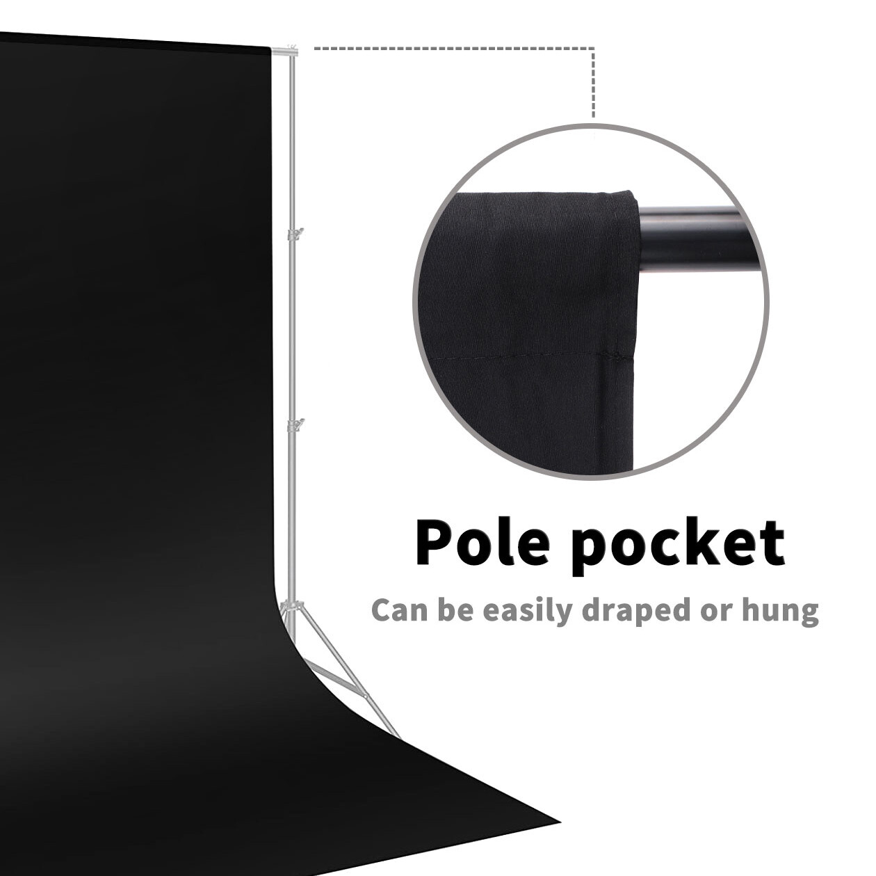 Black Screen Pure Muslin Backdrop Background for Photo Studio 6.56ft 10ft 20ft