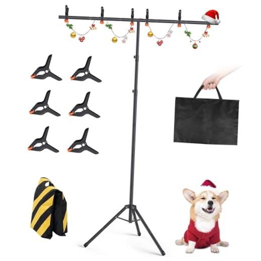 Portable T-Shape Backdrop Stand Support Kit 8×5.3ft, Adjustable Photo 8×5.3Ft
