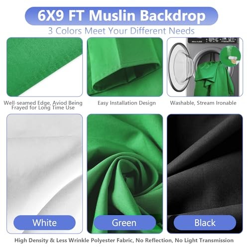 Photo Video Studio Backdrop Stand Kit, 7x10ft(backdrop stand)/6x9ft(backdrop)