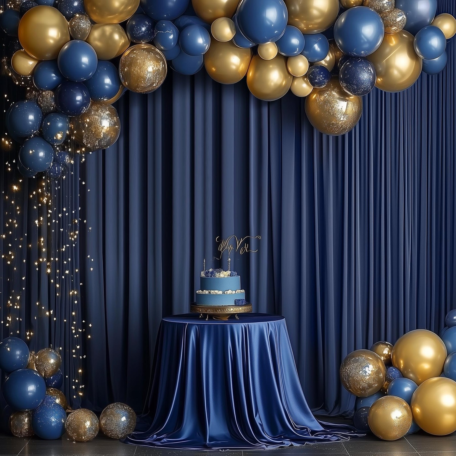 2 PCS 10×12 ft Navy Blue Wrinkle Free Polyester Photo Backdrop Curtain Drapes