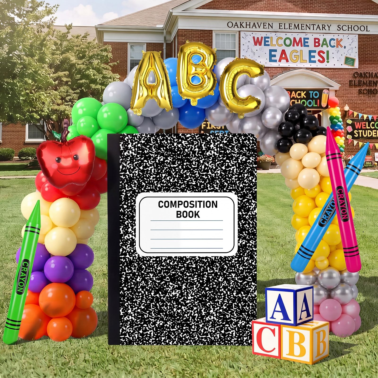 Back to Arch Decorations Arch Backdrop with Rainbow Balloon Garland Kit for W…