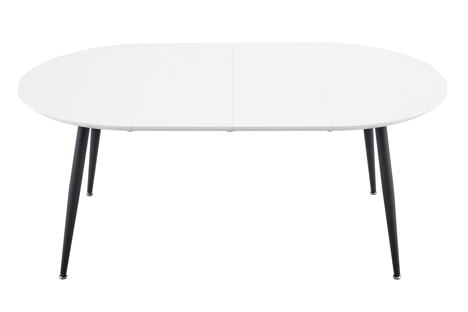 White MDF Extendable Round Dining Table with Black Metal Legs