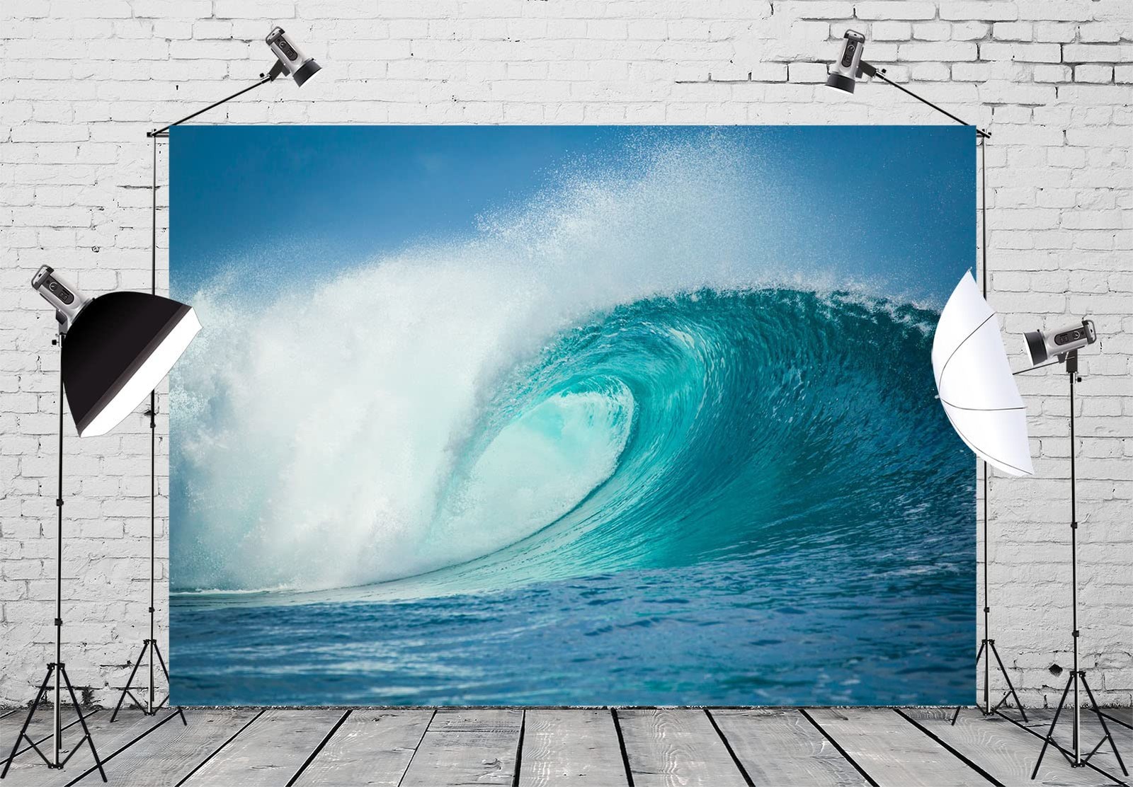 Ocean Waves Photography Backdrop – 5x3ft Fabric Tropical Summer Sea Blue Wave…