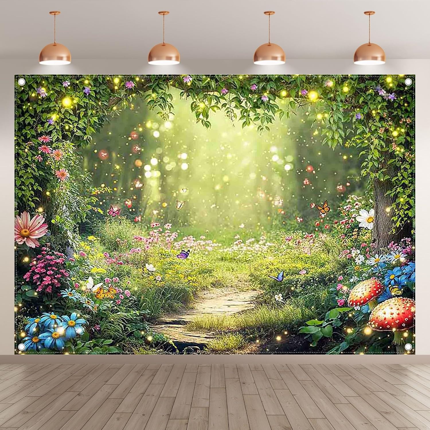 Fabric 7′ x 5′ Enchanted Forest Photography Backdrop Fairy Garden Background