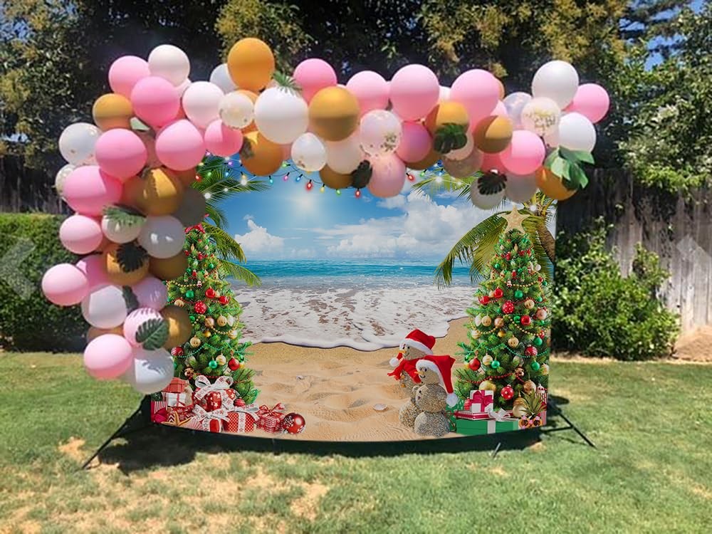 July Christmas Summer Hawaiian Beach Photography Backdrop 8x6ft Holiday Prop