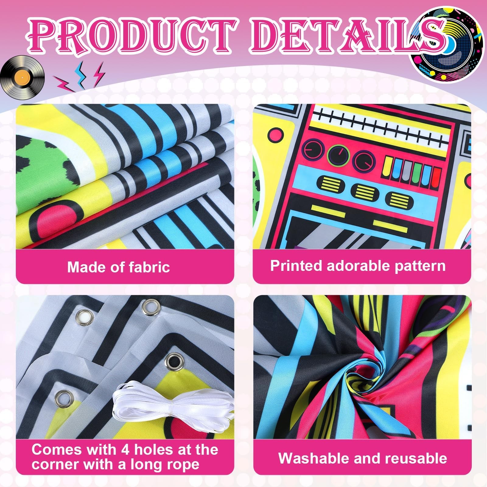 90s 80s Party Decorations Radio Boombox Photo Booth Props Inflatable Colorful