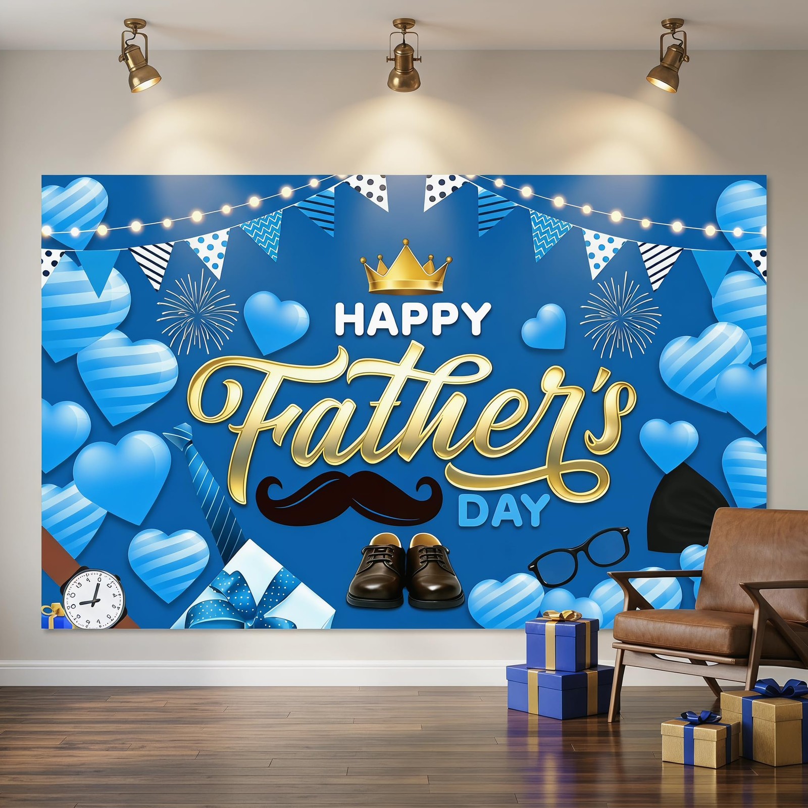 Happy Fathers Day Banner Decorations Extra Large 70.8×43.3in Waterproof Best …