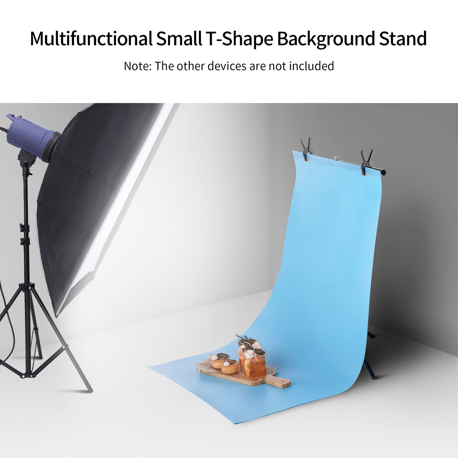 30 Inch Small T Shape Photography Backdrop Stand Light Holder 2 Clamps Table