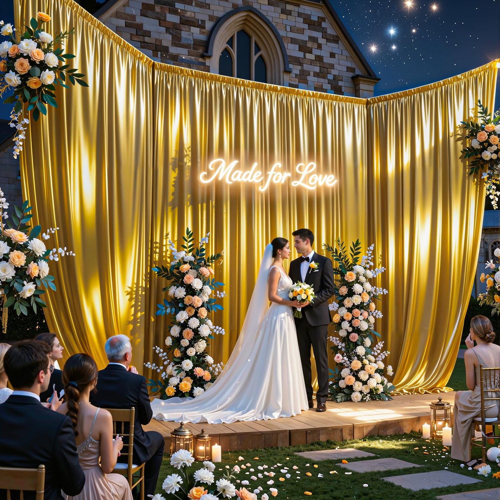 40x10ft Dark Gold Glitter Backdrop Curtain for W5 x H10′(8 Panels),