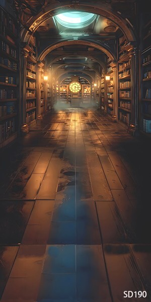 10’x20’CP Old Library Corridor Scene Microfiber Fabric background backdrop SD190