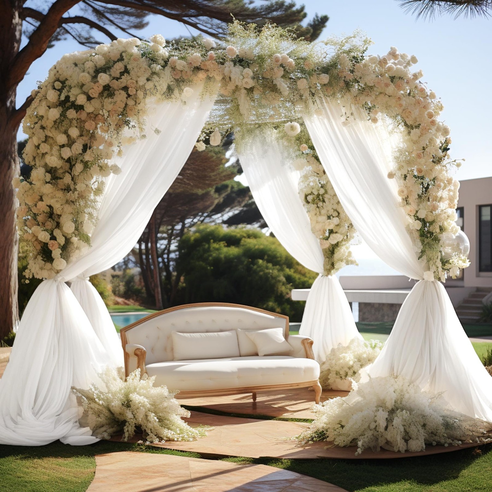 1 Panel White Sheer Arch Draping Fabric, 30-Inch x 20-Foot, Wedding Backdrop