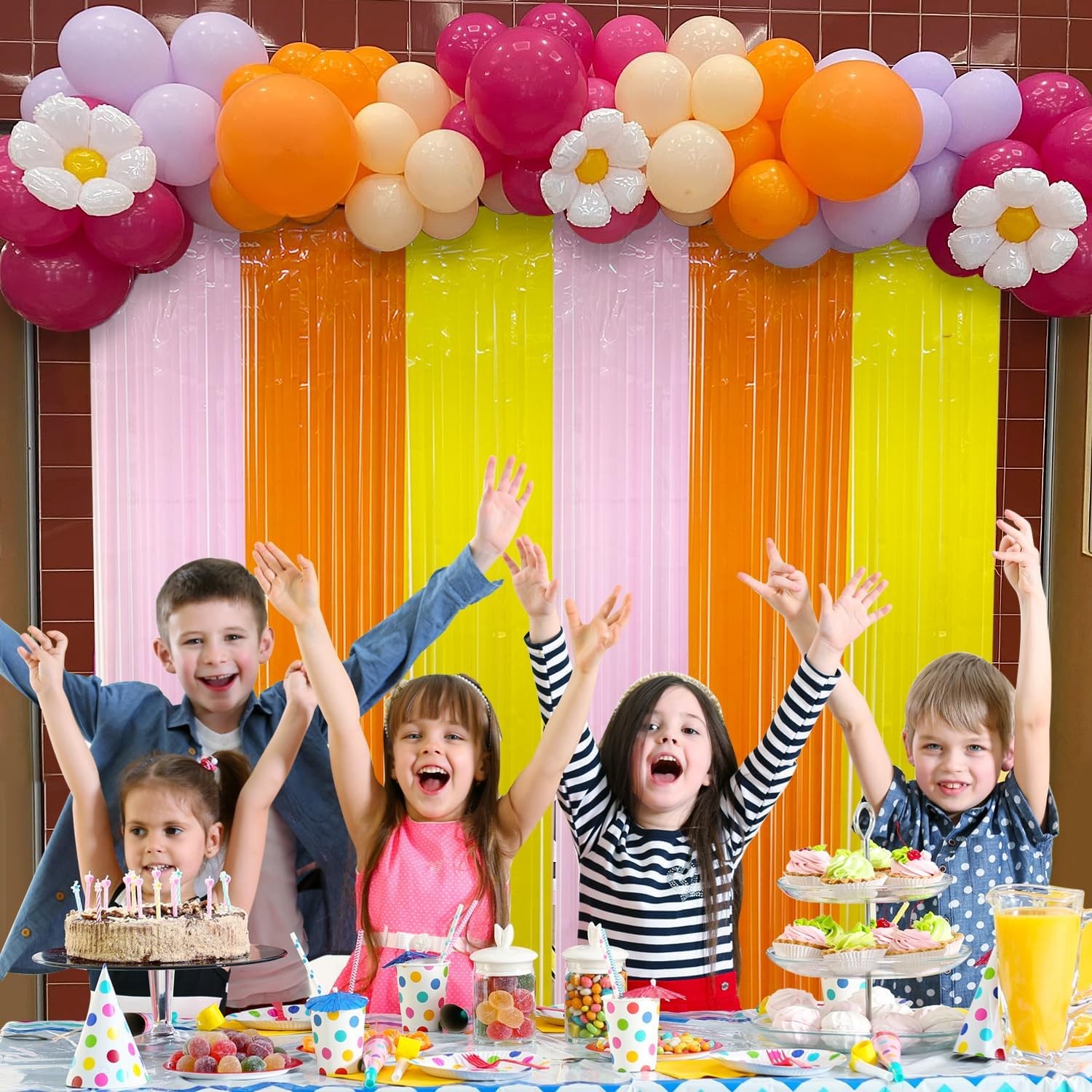Groovy Foil Fringe Curtains Backdrop Birthday Party Decorations, 2 Pack 3.28 …