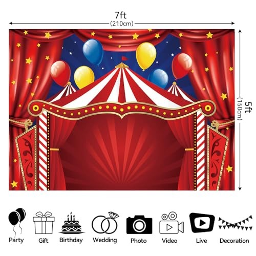 7X5FT Circus Carnival Circus Theme Party Photo Backdrop Carnival Lights 7×5 FT