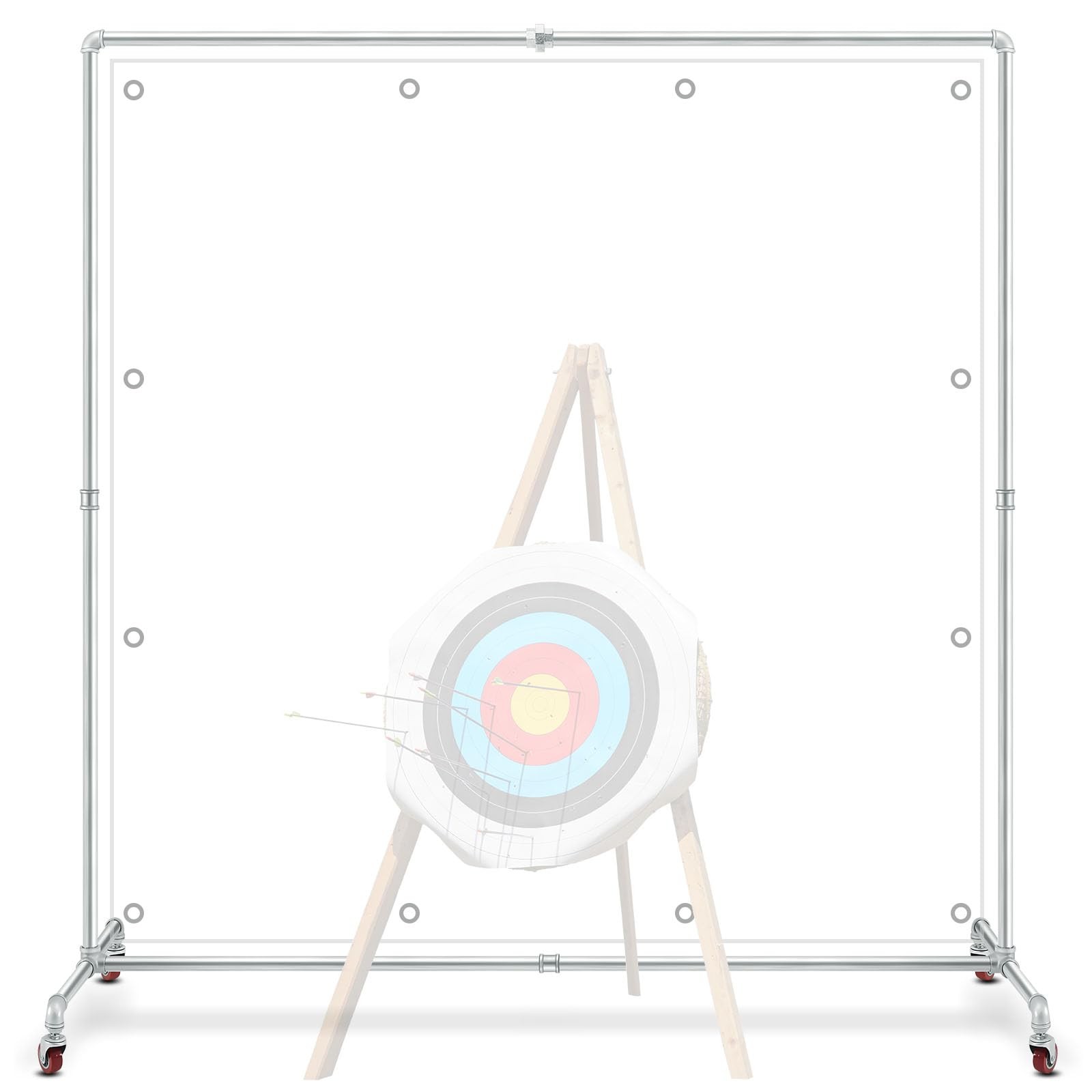 Archery Backstop Stand with Wheels for 5×5 ft Galvanized Steel Netting