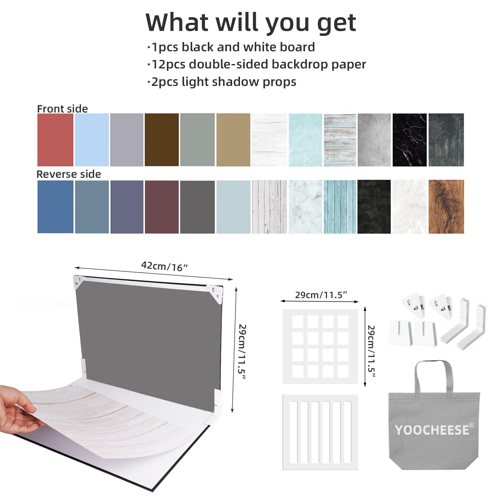 Photo Backdrop Board for Product Photography, 16.5×11.7 Inch Food Photography…