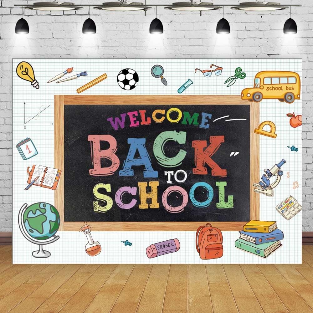 Welcome Back To School Backdrop First Day Kids Teacher Blackboard Photo 7×5 ft