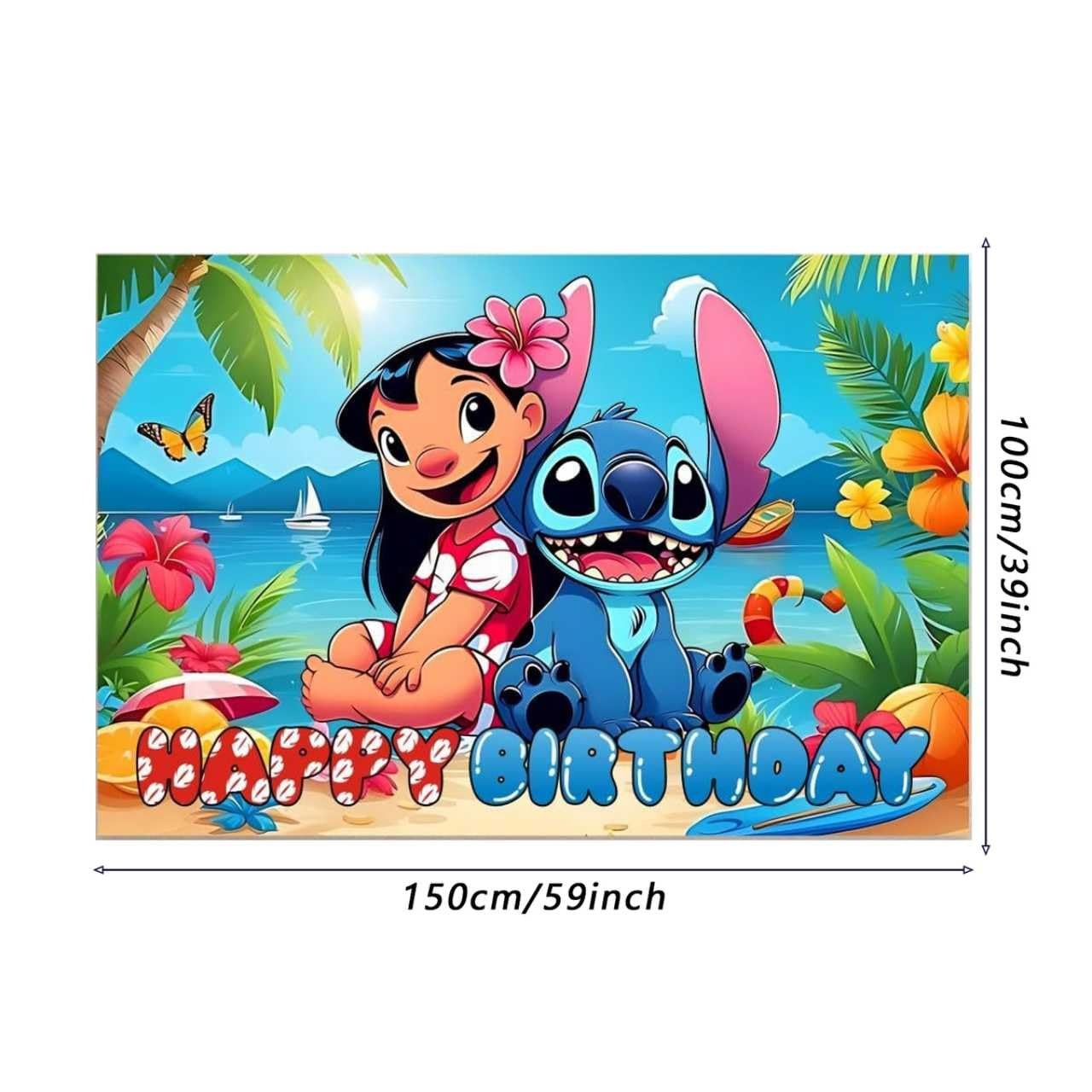 Stitch Movie Birthday Party Decorations, Happy Birthday Banner Backdrop for B…