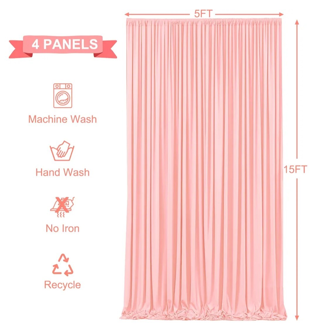 20ft x 15ft Blush Pink Wrinkle Free Backdrop Curtains Wedding Party Backdrop B22