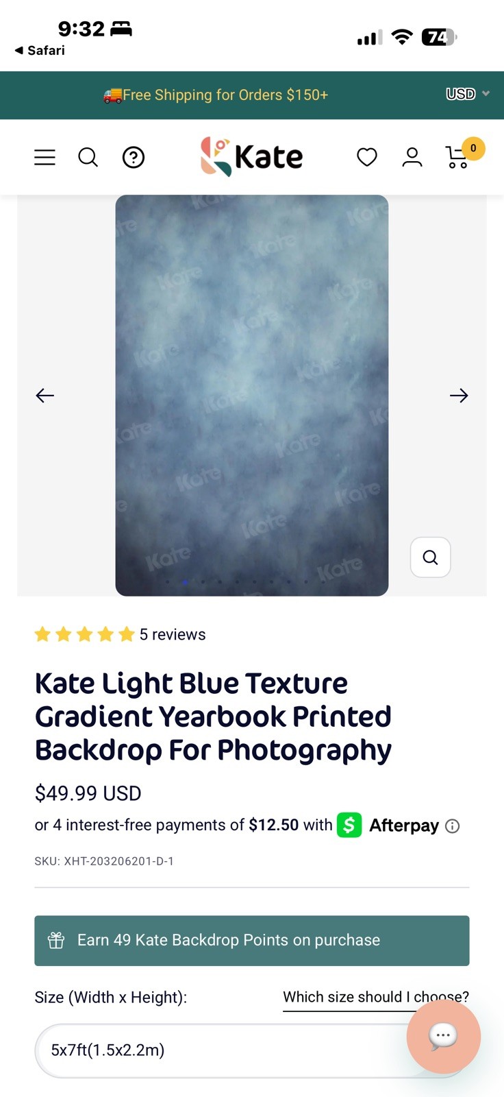 Kate 5X7Ft Light Blue Texture Gradient Yearbook Printed Backdrop For Photography