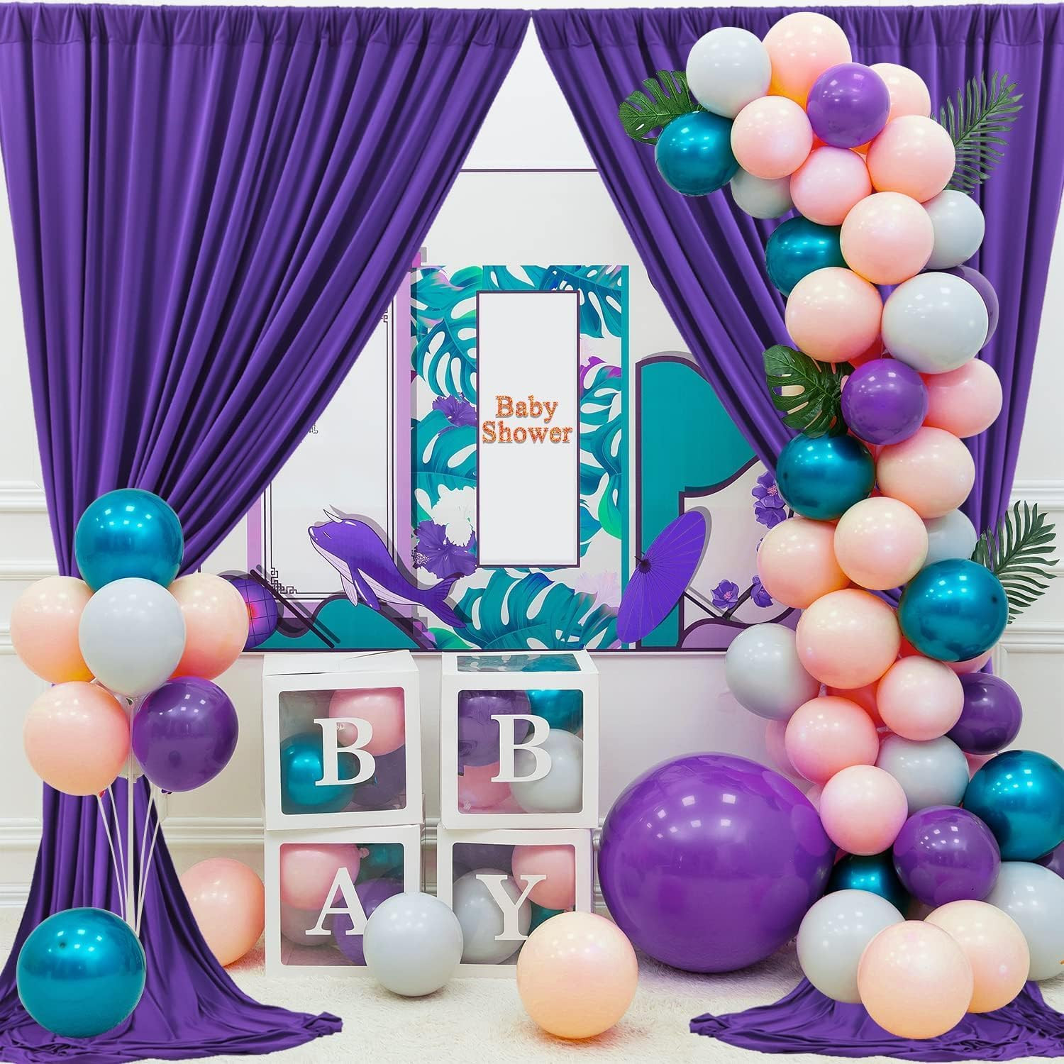 10Ft X 10Ft Wrinkle Free Purple Backdrop Curtain for Parties, Polyester Backdrop