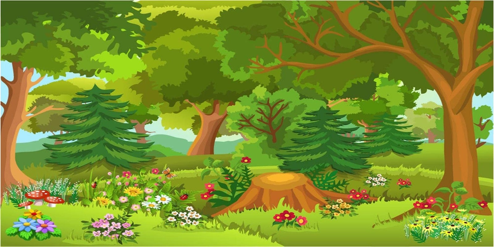 BELECO 20x10ft Fabric Cartoon Forest Backdrop Fairytale 20x10FT, L-0020