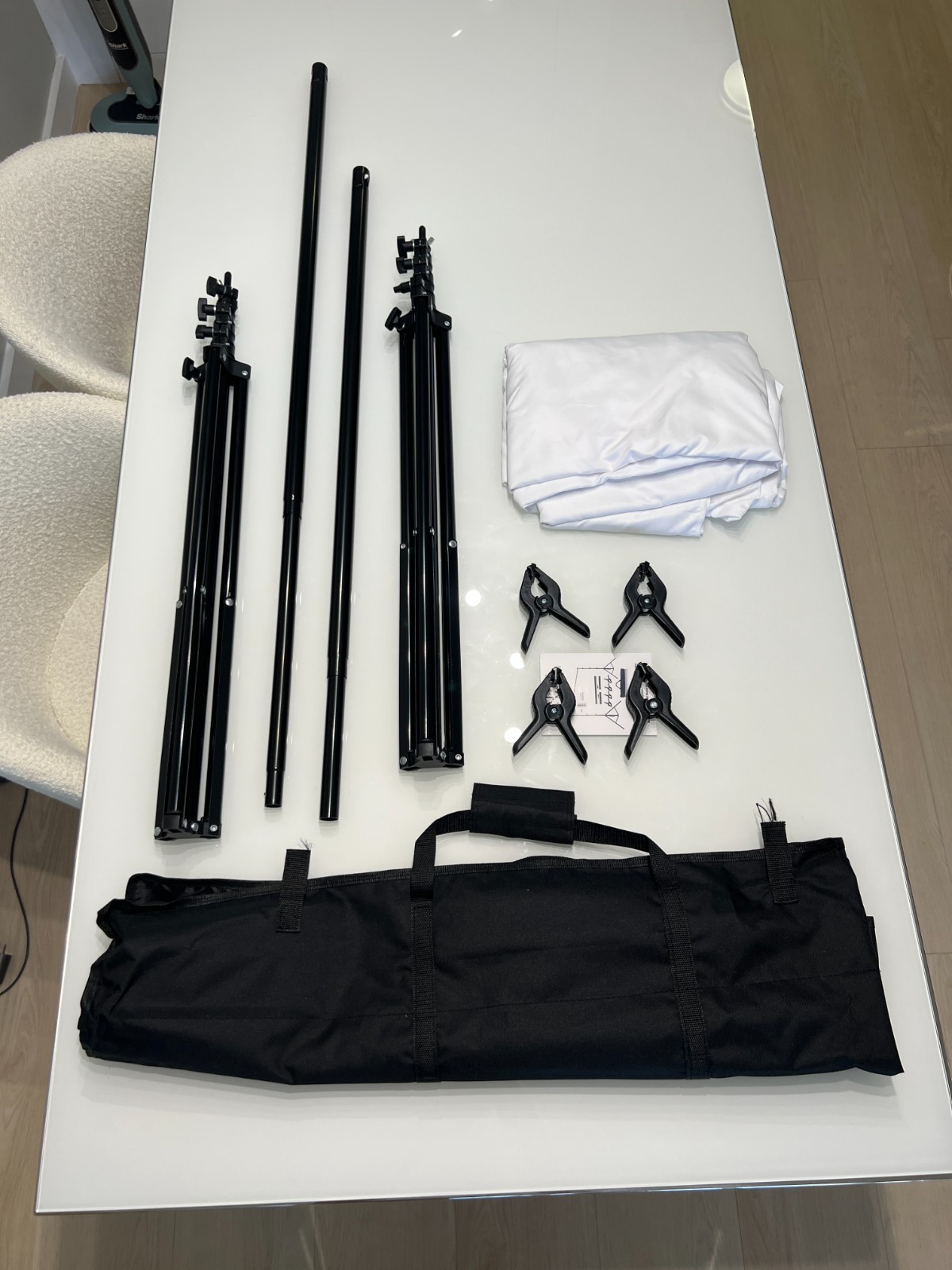 10’ft x 8.5’ft White Backdrop Photography Screen WITH Adjustable Stand AND Case